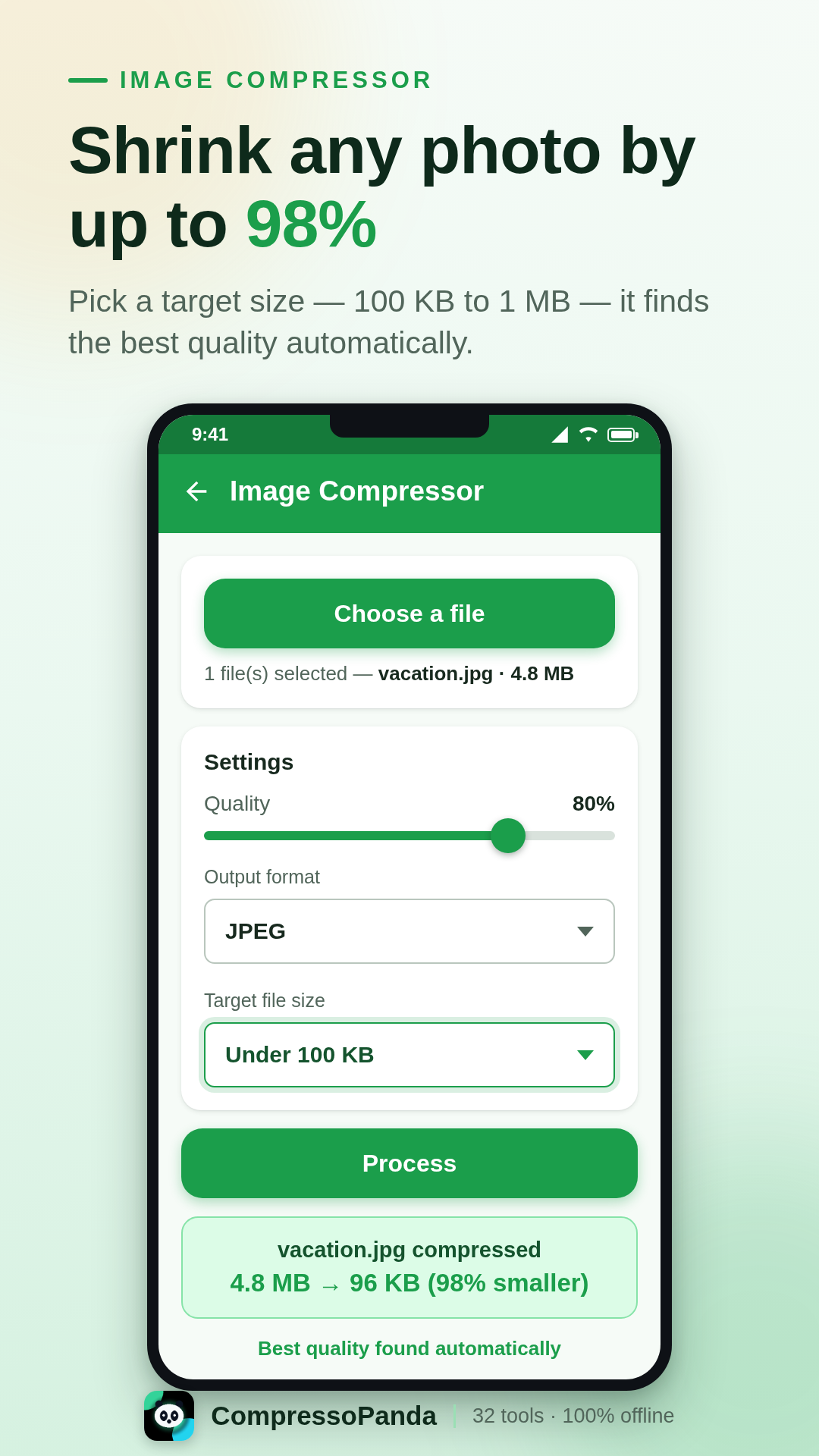 Capture d'écran Play Store : Compress to Target Size
